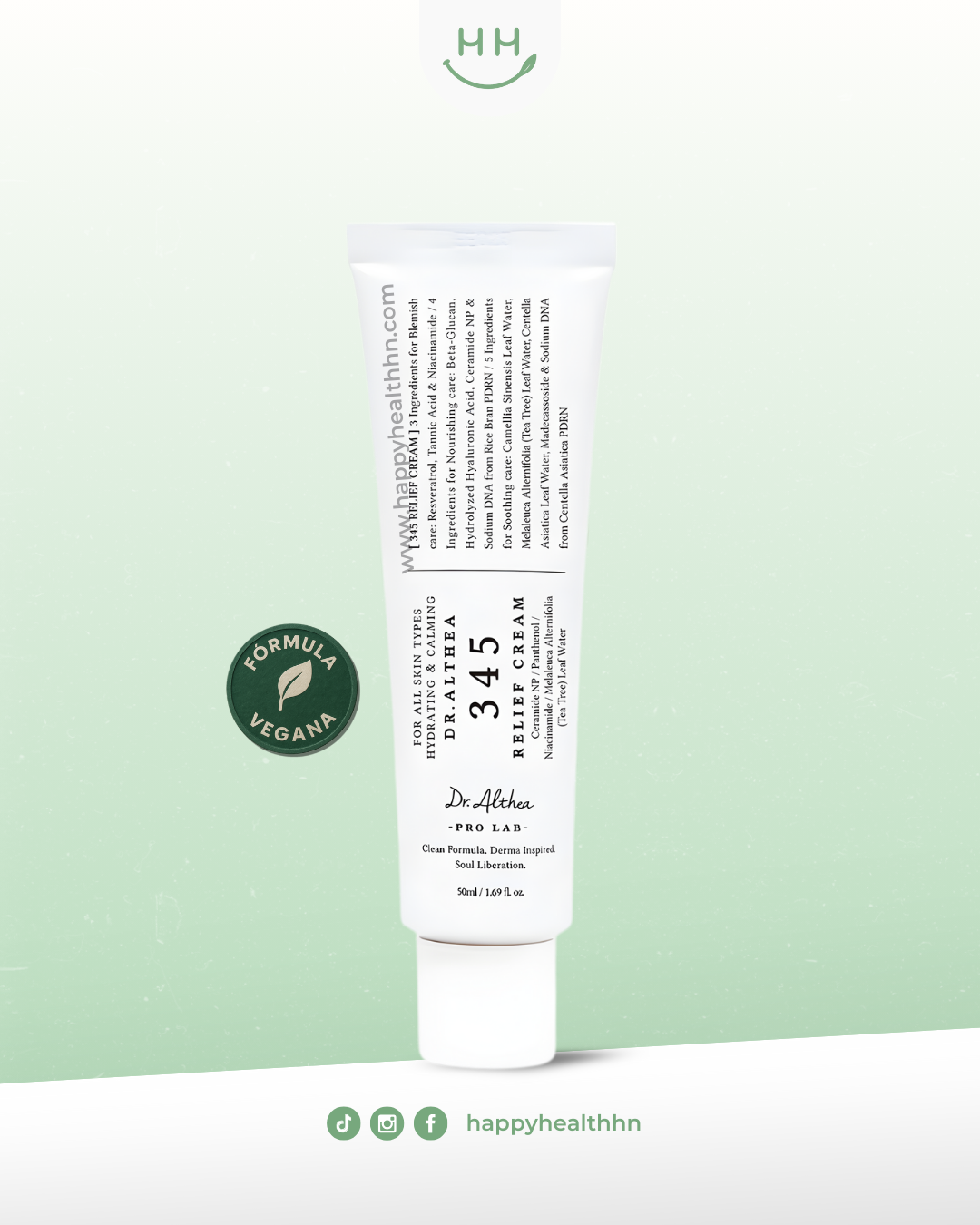 Dr Althea 345 Relief Cream crema calmante con 3 ceramidas 4 ácidos hialurónicos 5 peptidos 50ml. Honduras.