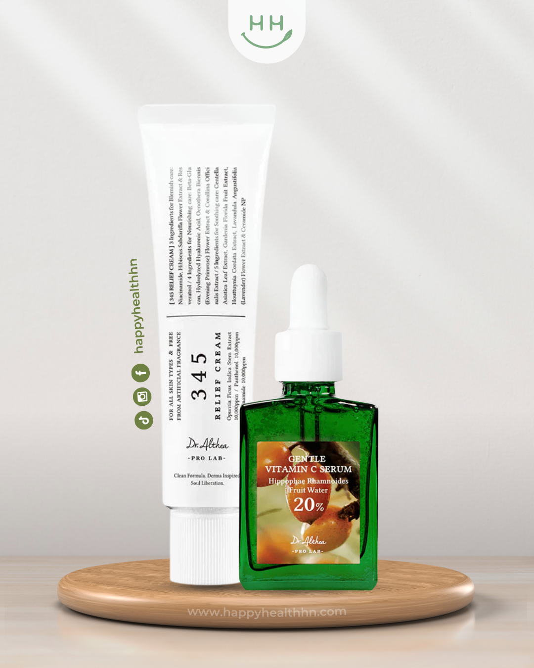 Dr Althea Pro Lab dúo iluminador sérum vitamina C 20% Hippophae Rhamnoides crema reparadora 345 Relief para manchas post-acné