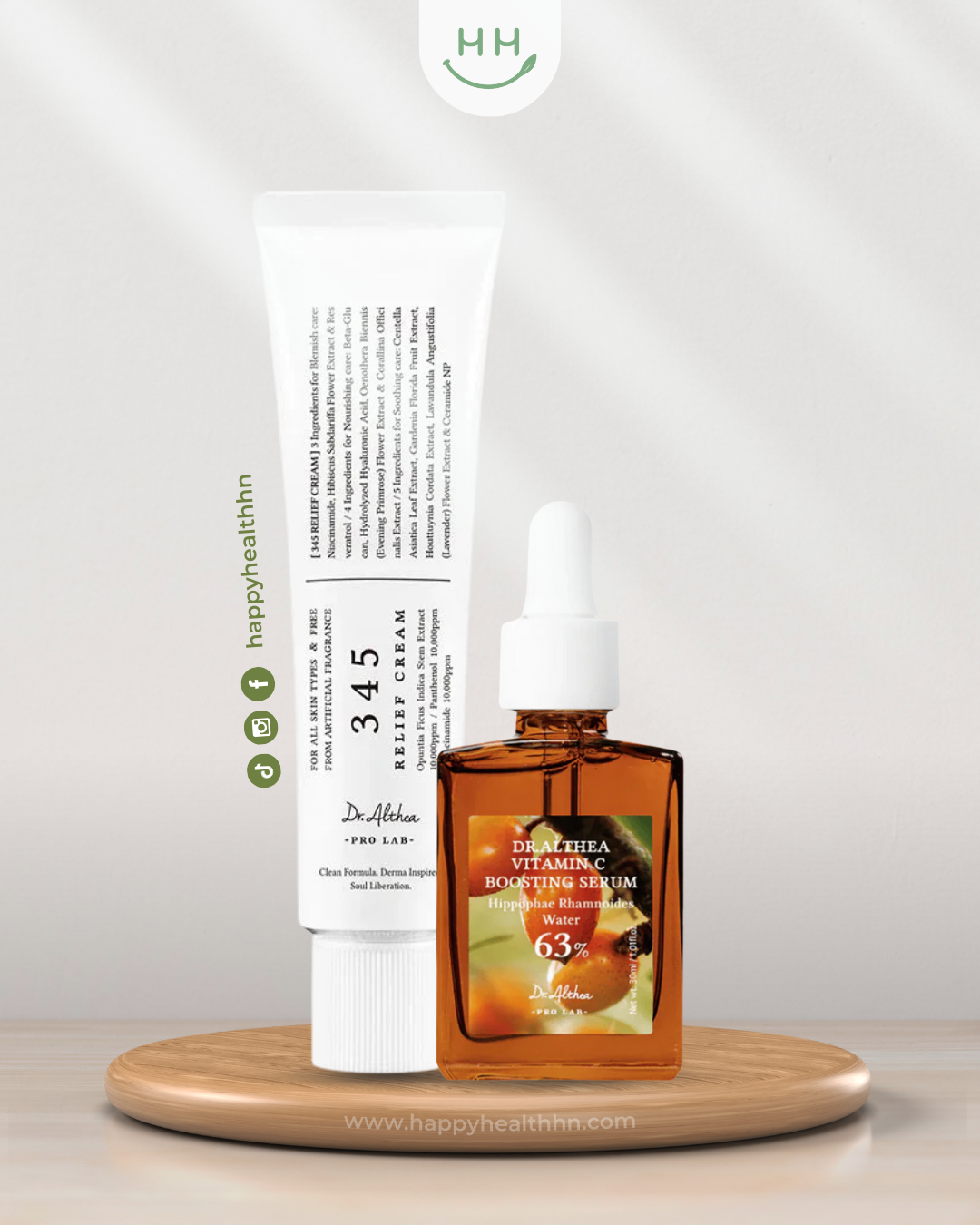 Dúo Dr. Althea 345 Relief Cream y Vitamin C Boosting Serum para piel radiante