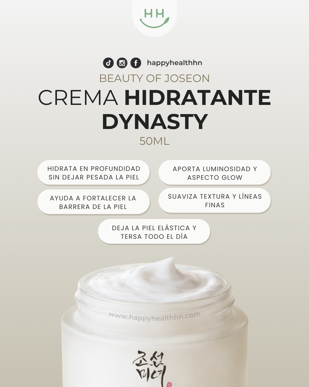 Dynasty Cream BOJ crema nutritiva hanbang con niacinamida escualano para piel seca sensible