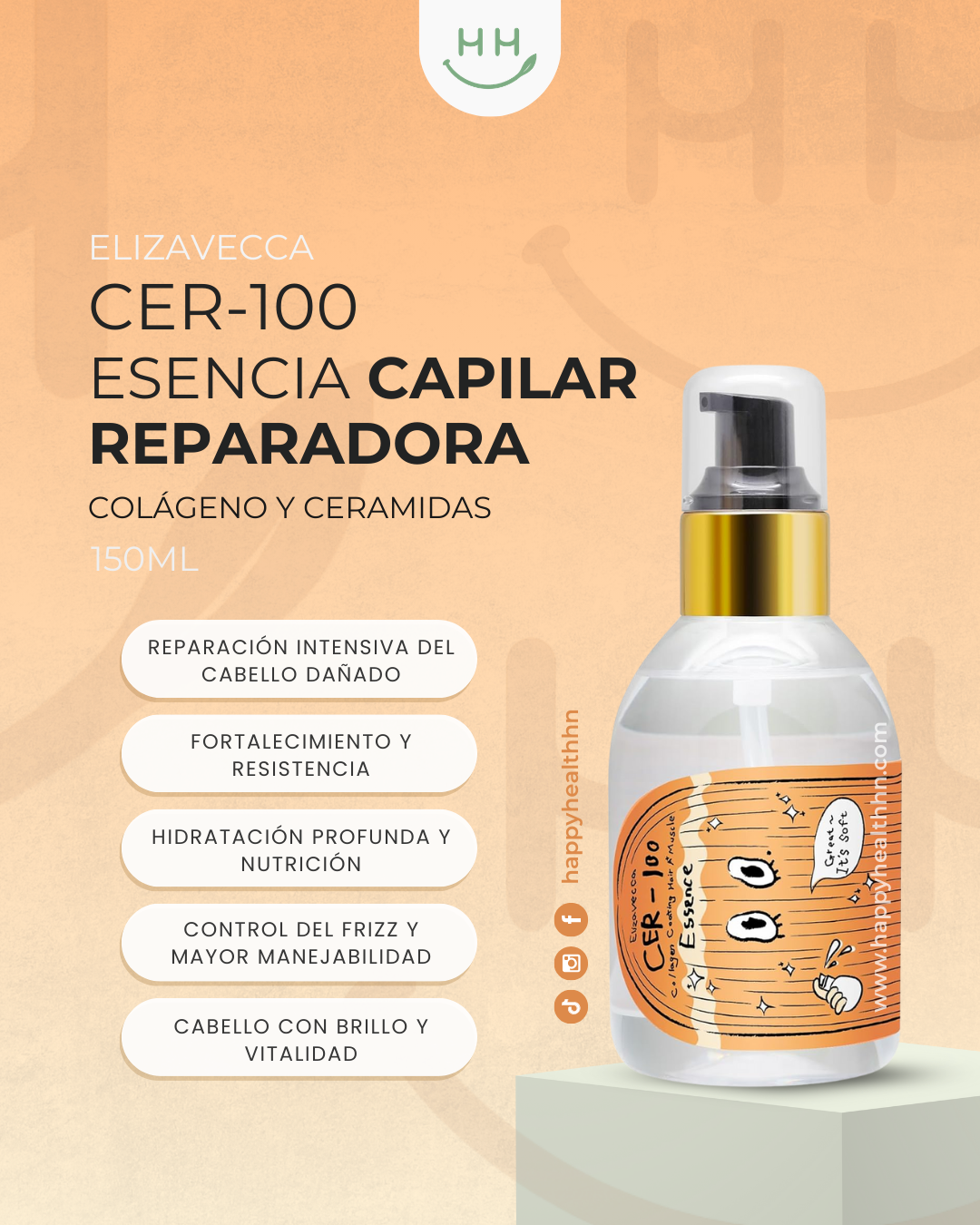 Esencia capilar Elizavecca A+ Muscle CER-100 colágeno reparador concentrado 150ml