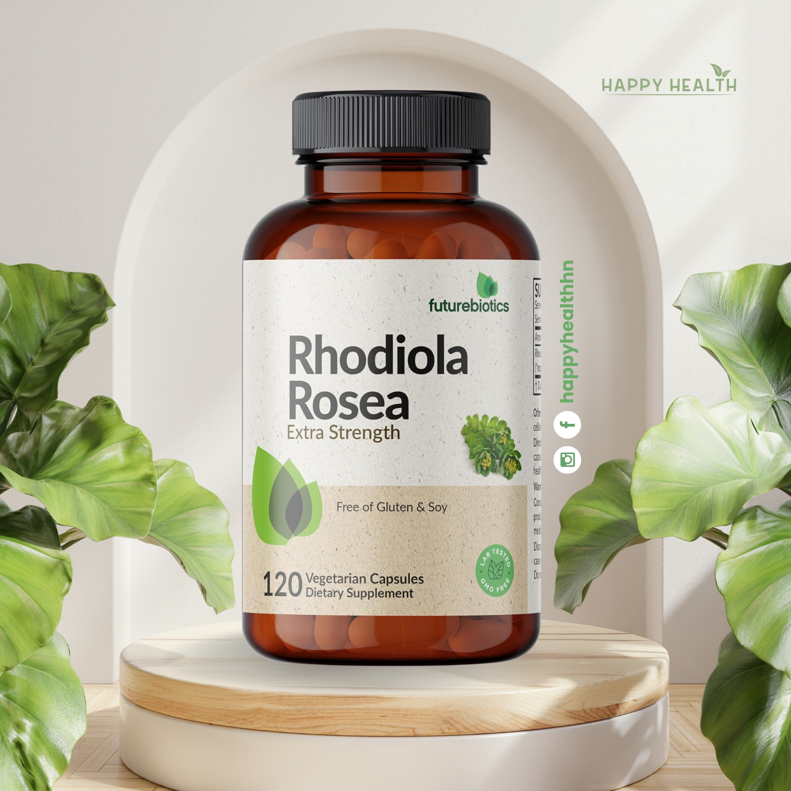 Futurebiotics Rhodiola Rosea Extra Strength suplemento adaptógeno 120 cápsulas vegetarianas