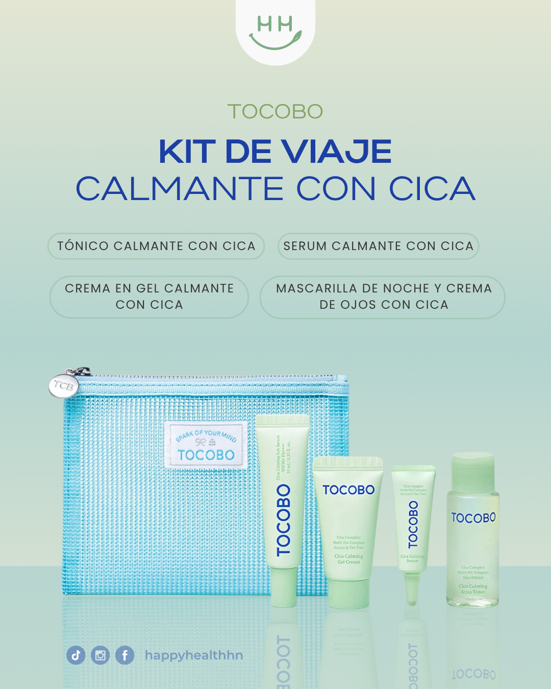 Kit de viaje Tocobo Cica Calming con productos calmantes para piel sensible