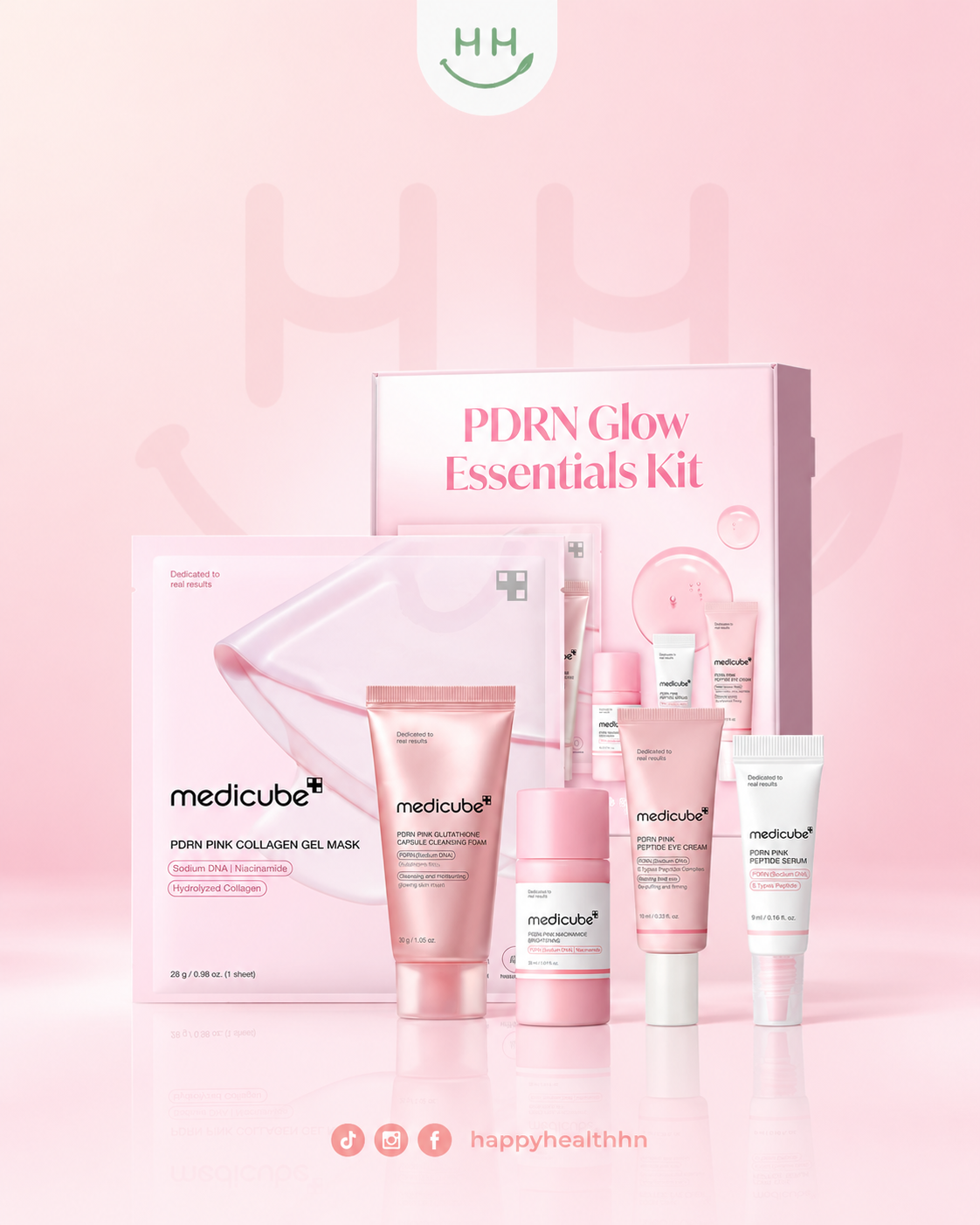 MEDICUBE PDRN Glow Essentials Kit 5 piezas ADN salmon peptidos travel set K-Beauty