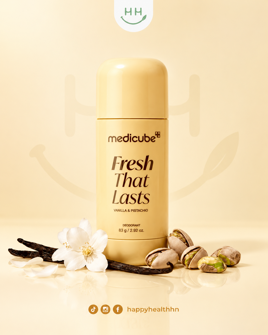 MEDICUBE Vanilla Pistachio Deodorant 83g desodorante acido kojico sin aluminio K-Beauty