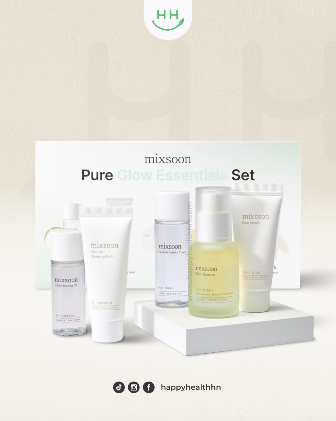 MIXSOON Pure Glow Essentials Set kit skincare coreano 5 pasos Bean Essence Centella Toner