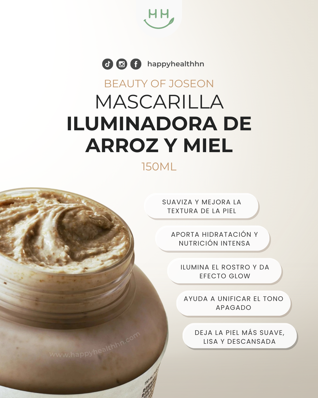 Mascarilla exfoliante Beauty of Joseon rice honey con makgeolli kaolin para luminosidad instantánea