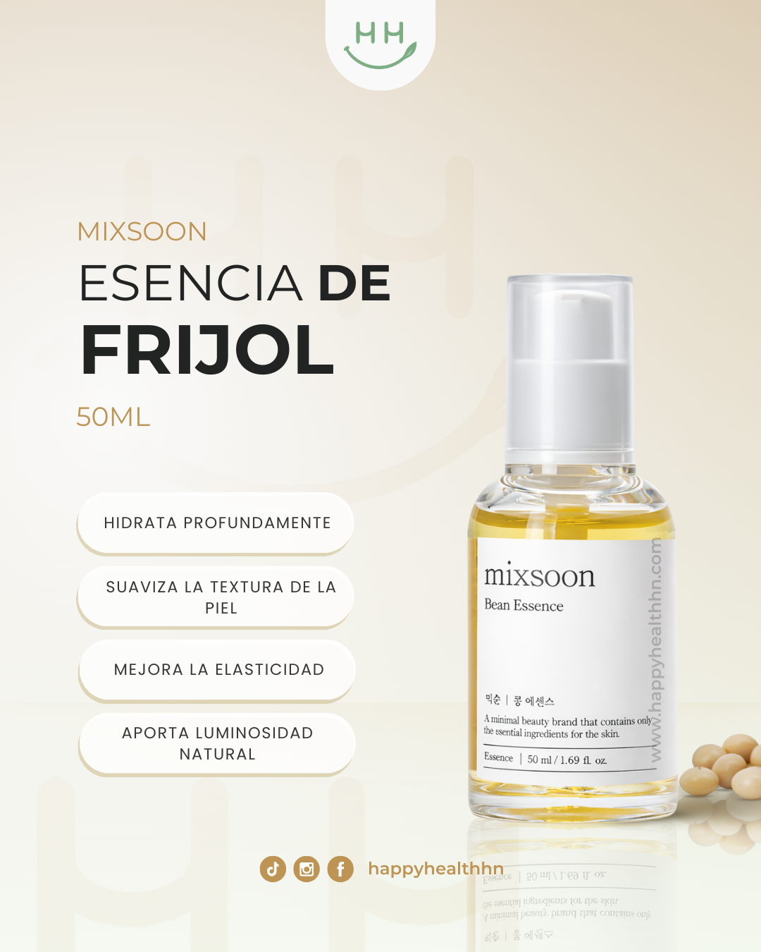 Mixsoon Bean Essence facial nutritiva con fórmula limpia y fermentados