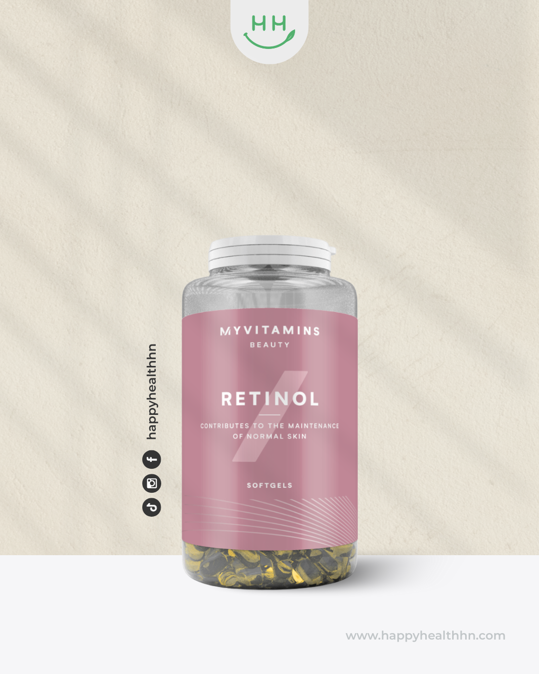 MyVitamins Retinol 30 cápsulas suplemento de vitamina A para piel firme y luminosa