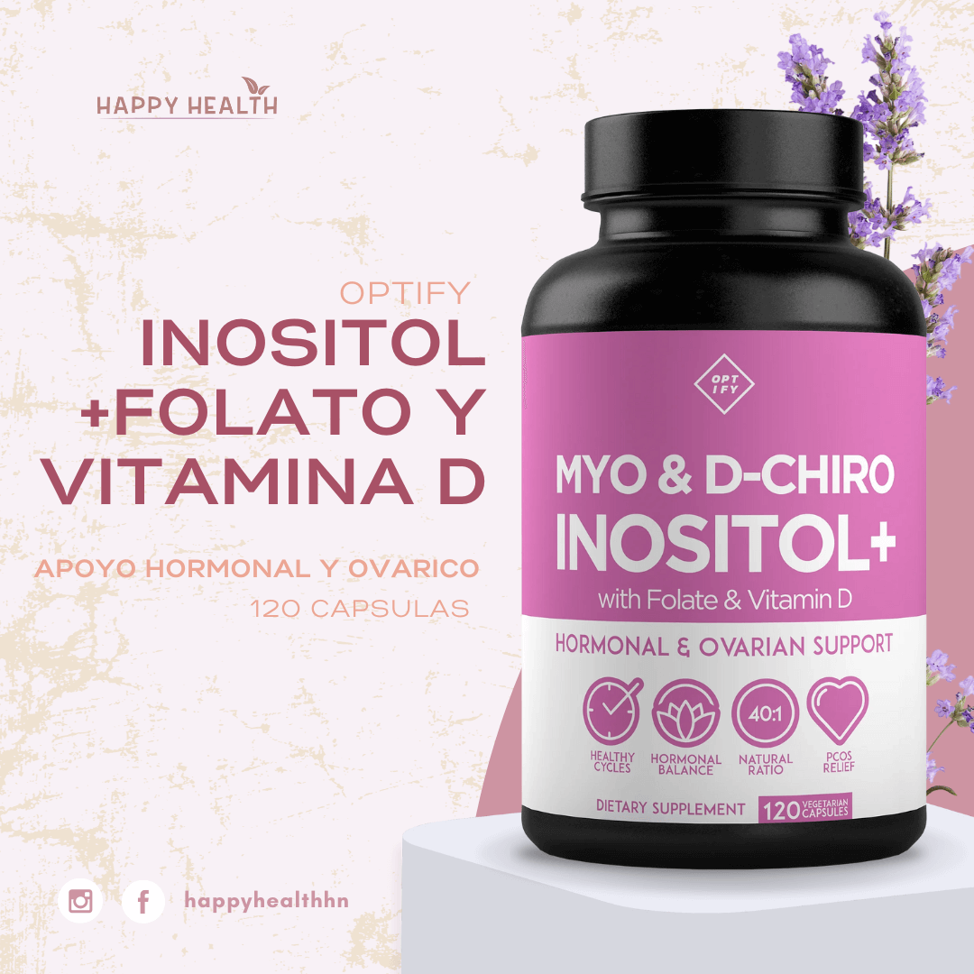 Optify Myo D-Chiro Inositol con folato y vitamina D suplemento para SOP y salud ovárica