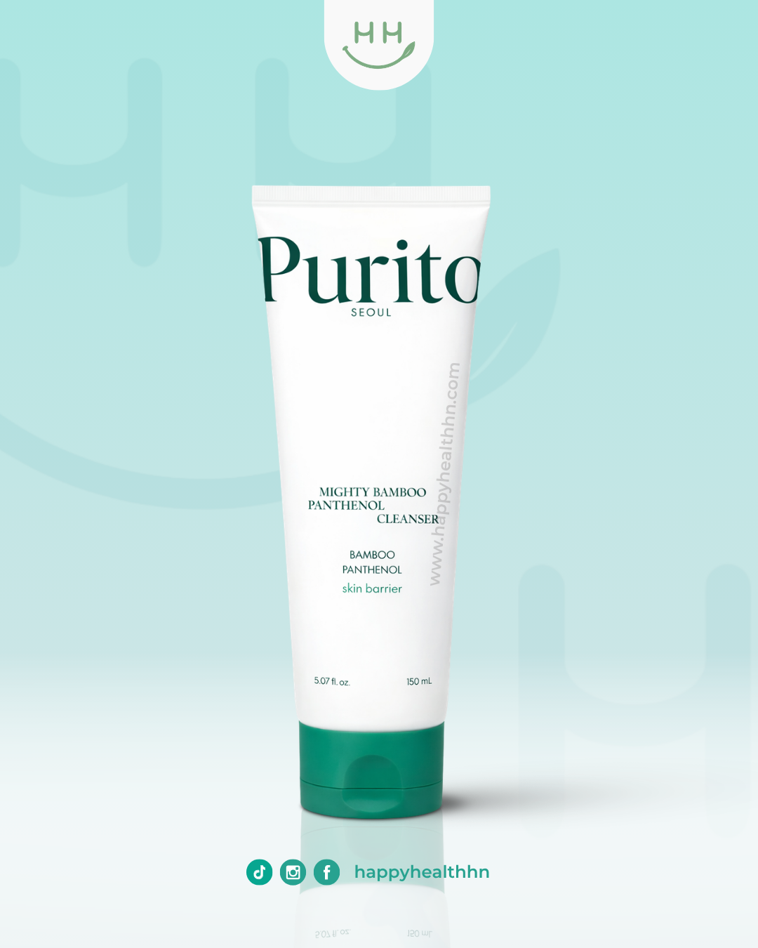 PURITO SEOUL Mighty Bamboo Panthenol Cleanser limpiador facial pH bajo con vitamina B5 y bambú
