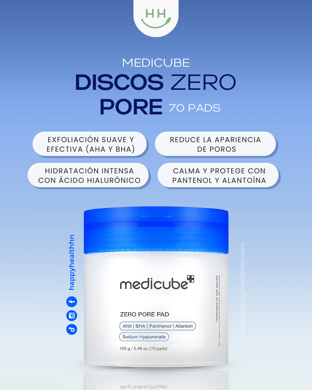 Pads coreanos Medicube Zero Pore con ácidos para eliminar puntos negros y refinar poros