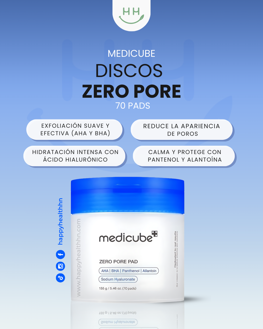 Pads coreanos Medicube Zero Pore con ácidos para eliminar puntos negros y refinar poros