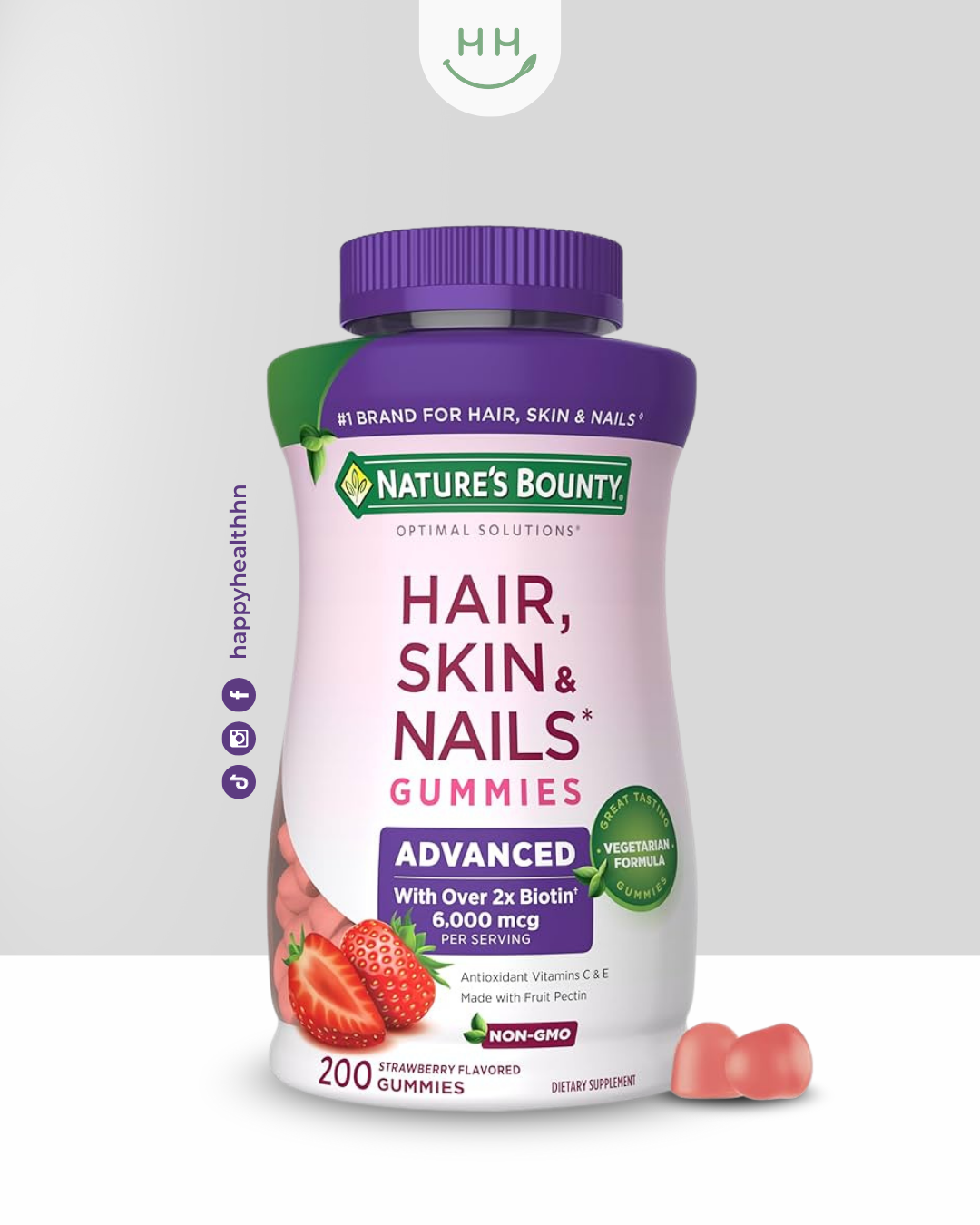 Nature's Bounty - Biotina y Vitaminas para el cabello, la piel y las uñas, 200 gomitas