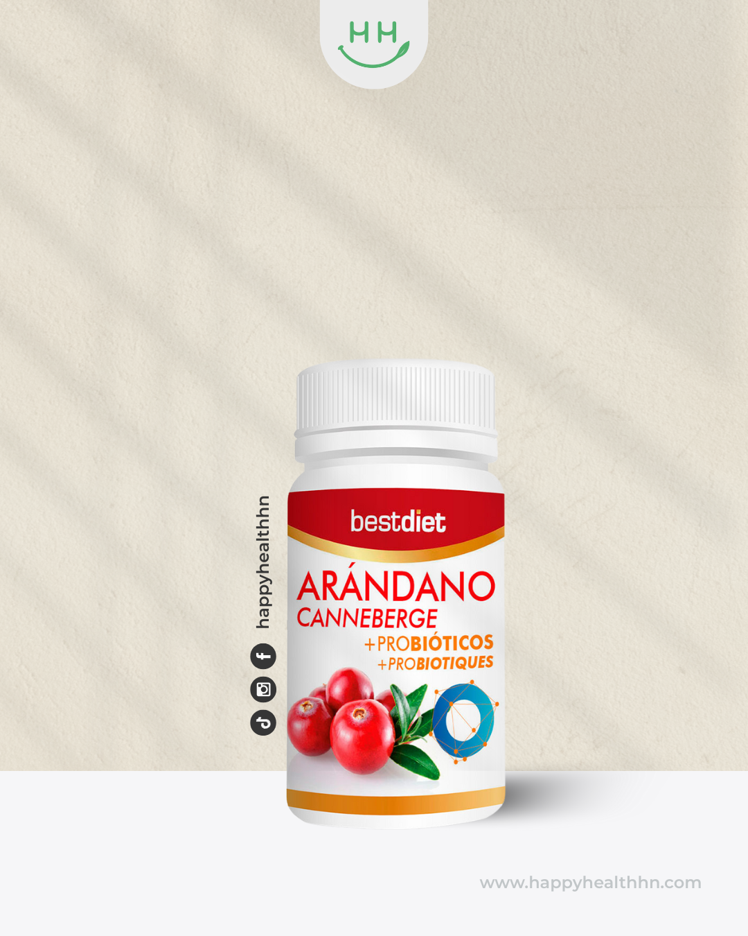 Bestdiet – Arándano + Probióticos – Apoyo Digestivo y Urinario - 60 cápsulas