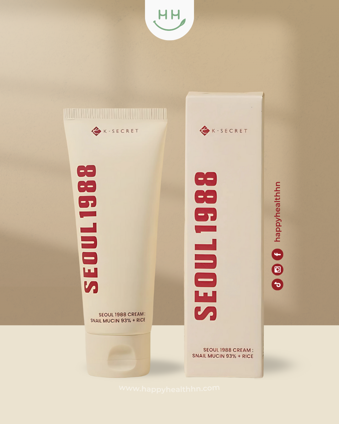 Seoul 1988 Cream Snail Mucin 93% con extracto de arroz crema reparadora coreana