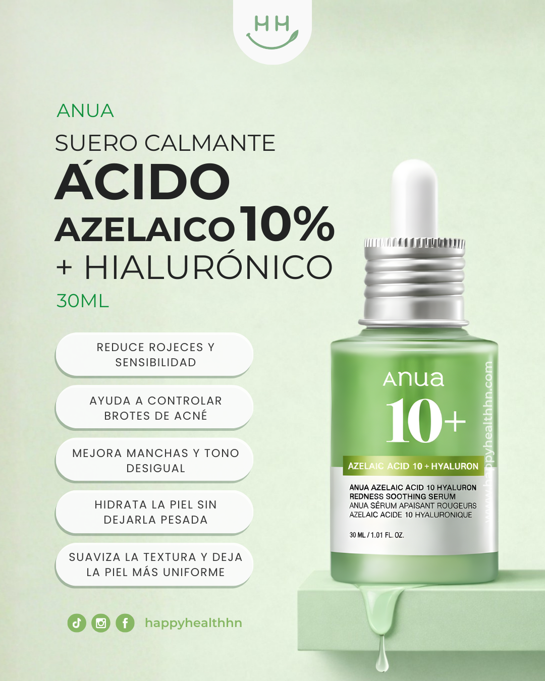 Sérum Anua ácido azelaico 10% con ácido hialurónico para rosácea y irritación