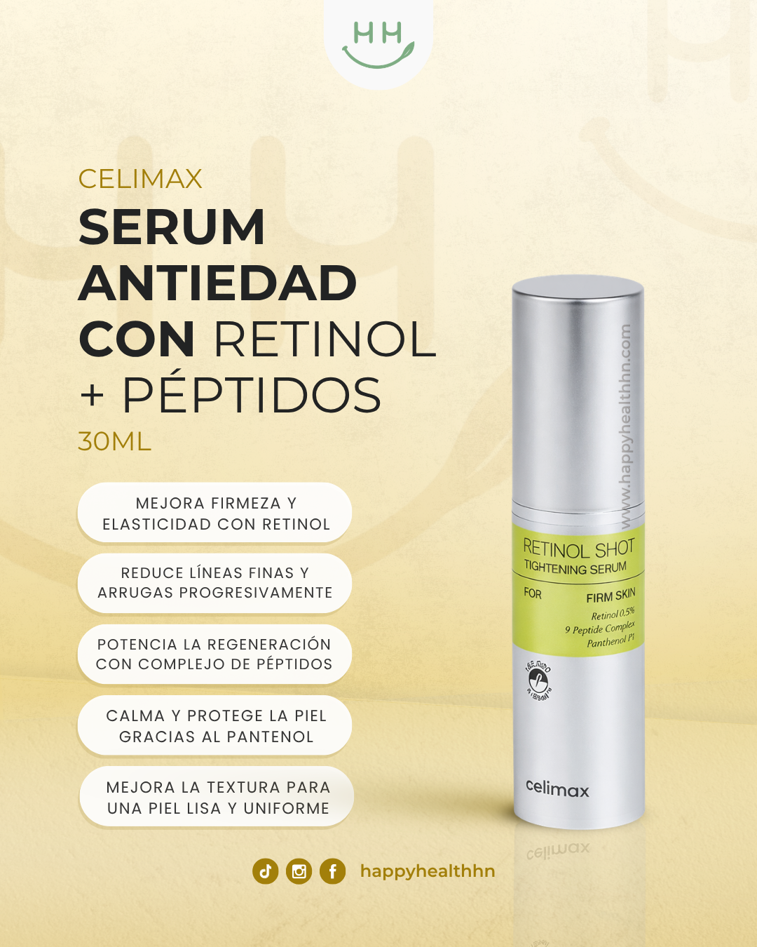 Sérum coreano Celimax retinol tensor para arrugas y poros dilatados