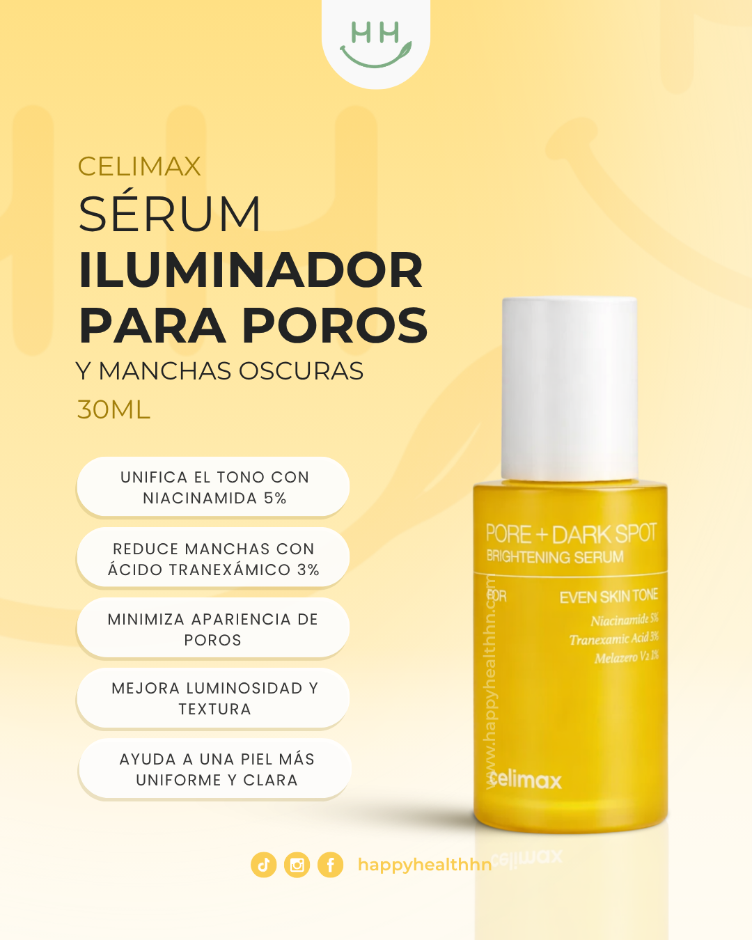 Sérum iluminador Celimax 5% niacinamida 3% TXA MelaZero hiperpigmentación poros coreano