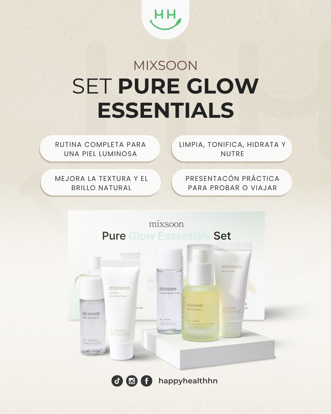 Set completo MIXSOON con aceite limpiador espuma toner esencia y crema de soja fermentada