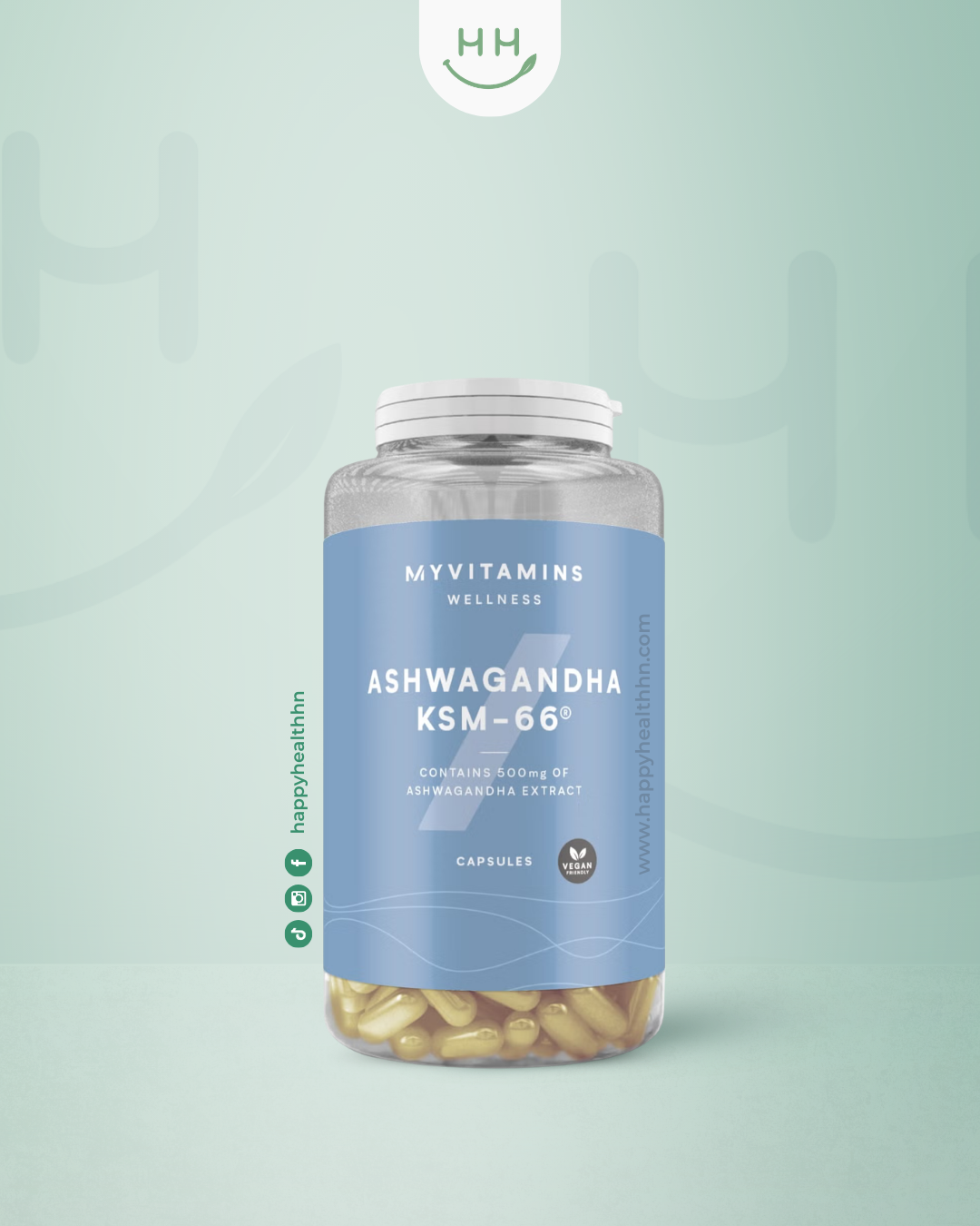 MyVitamins - Ashwagandha KSM-66® 500mg | Extracto de Raíz Alta Potencia (30 Cápsulas)