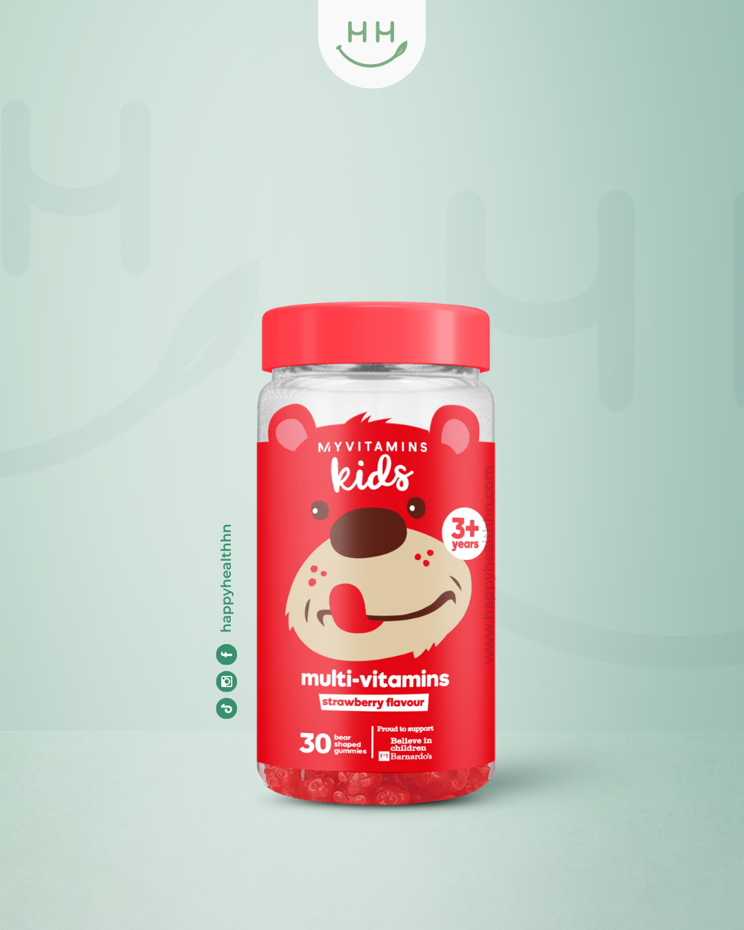 MyVitamins - Gomitas Multivitamínicas para Niños con 8 Vitaminas Esenciales Sabor Fresa (30 Gomitas)