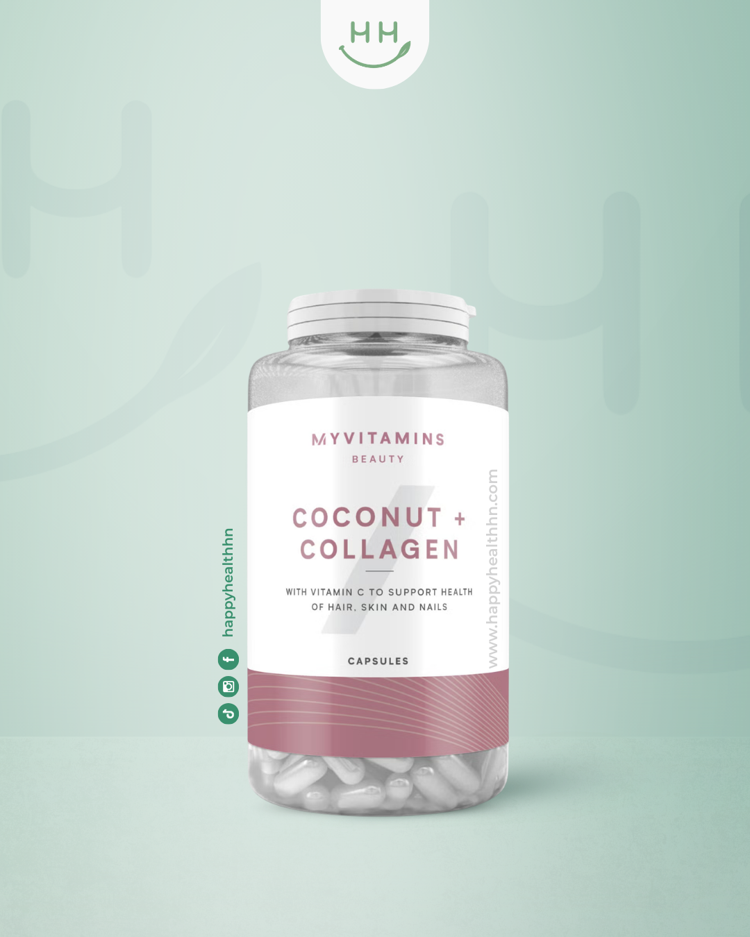 MyVitamins - Coco y Colágeno Marino con Vitamina C para Piel Radiante (60 Cápsulas)