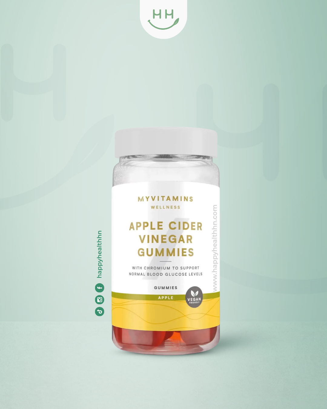 MyVitamins - Gomitas de Vinagre de Sidra de Manzana 500mg con Vitamina C y Cromo (30 Gomitas)