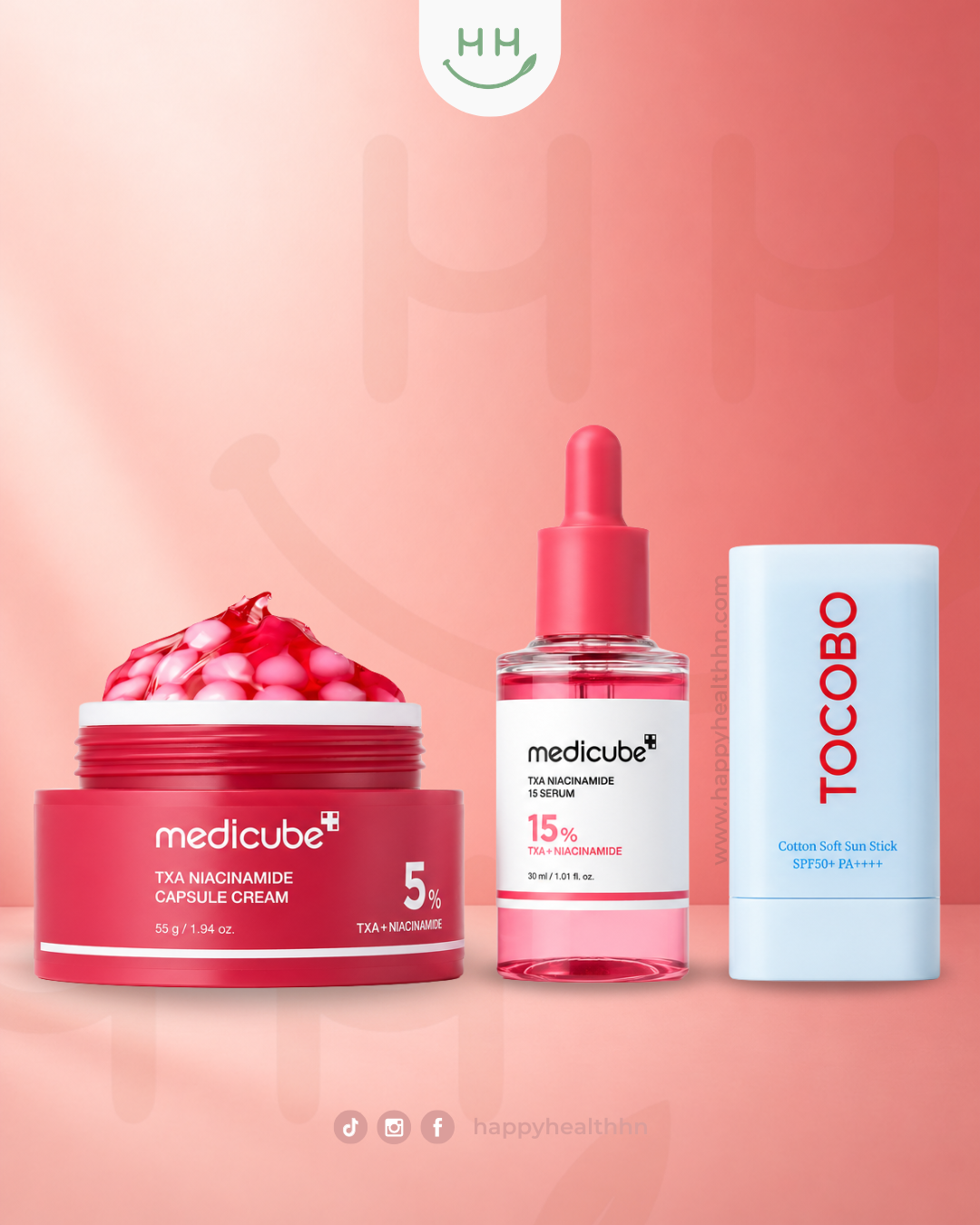 Trío Coreano - Anti-Manchas de Alta Potencia con Protección Solar Matte | TXA Medicube + Tocobo