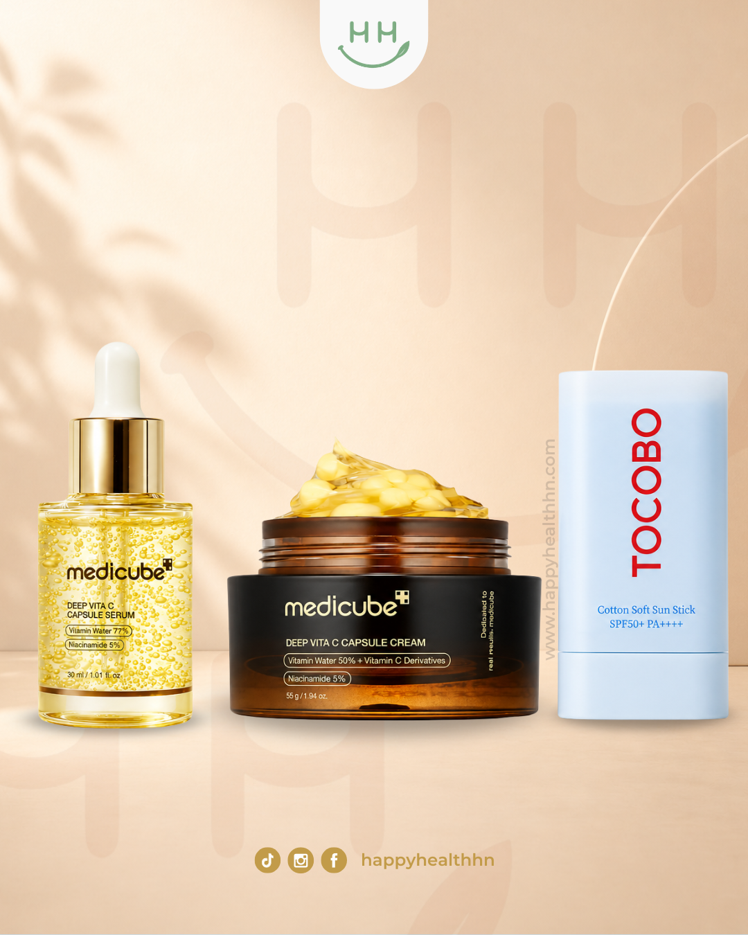 Trío Coreano - Vitamina C Encapsulada sin Oxidación + Protección Solar Matte | Vita C Medicube + Tocobo