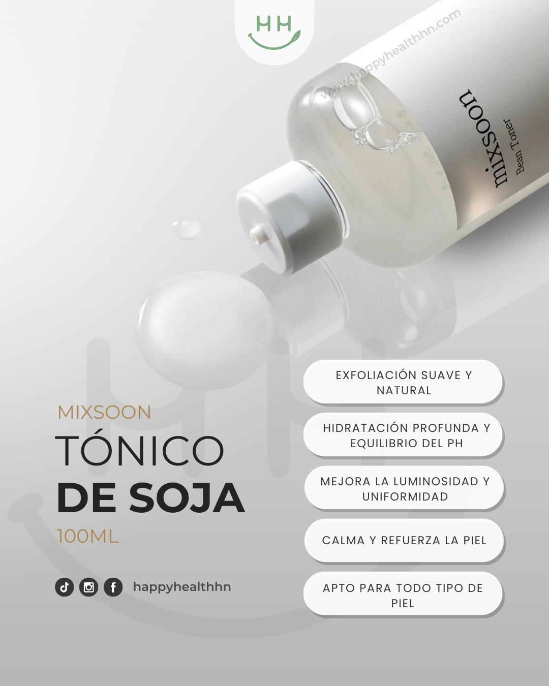 Tónico Mixsoon Bean extractos soja arveja lenteja fermentados piel sensible