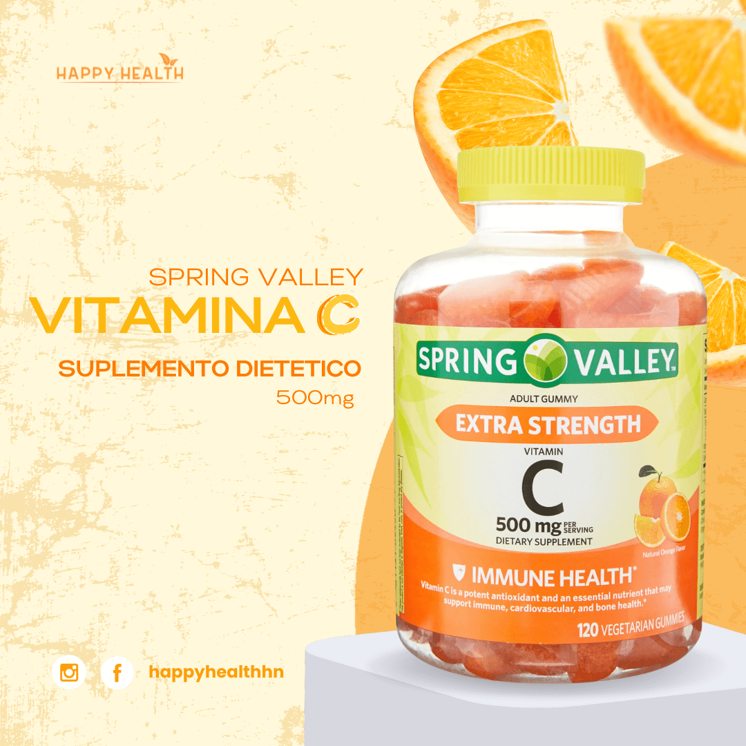 Frasco de 120 gomitas vegetarianas de vitamina C extra strength – Spring Valley