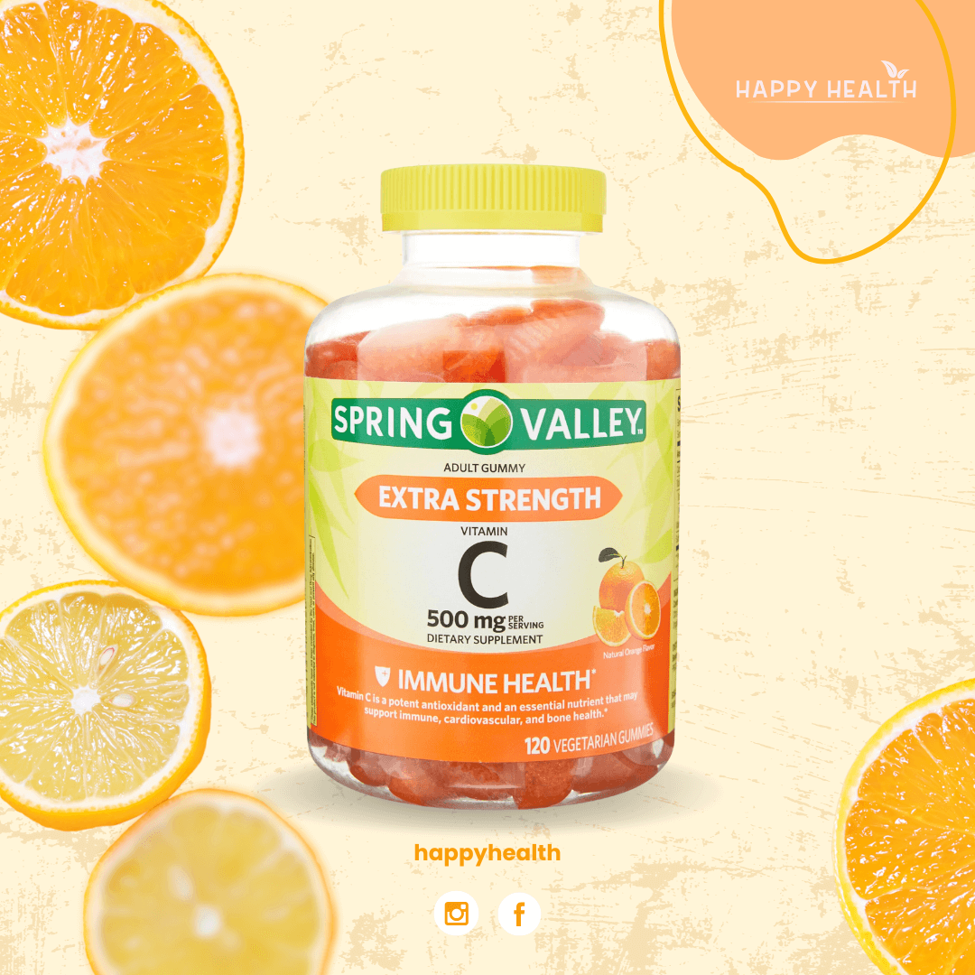 Gomitas de vitamina C Spring Valley 500 mg sabor naranja – suplemento inmune