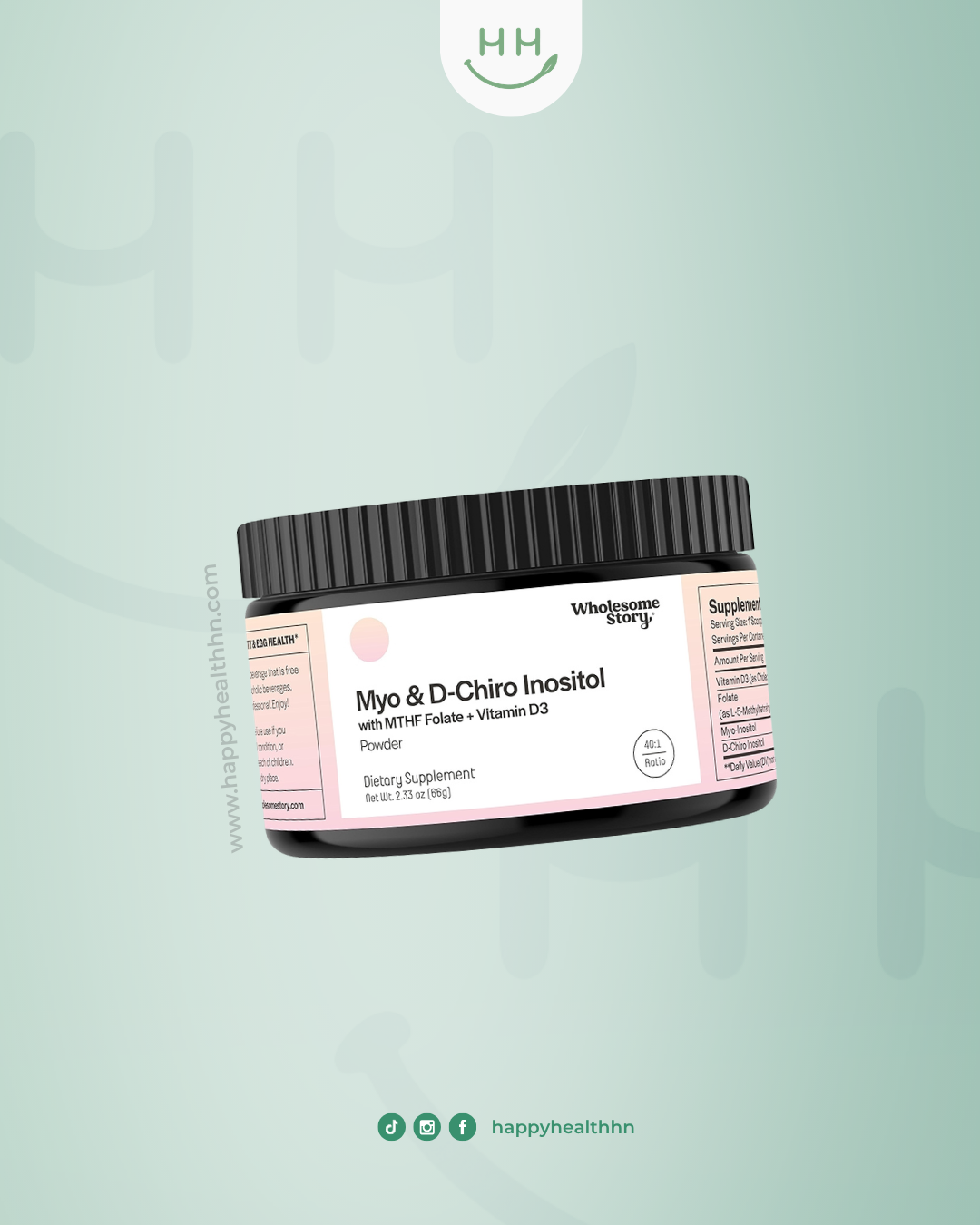 Wholesome Story Inositol polvo MTHF folato vitamina D3 myo-inositol d-chiro equilibrio hormonal
