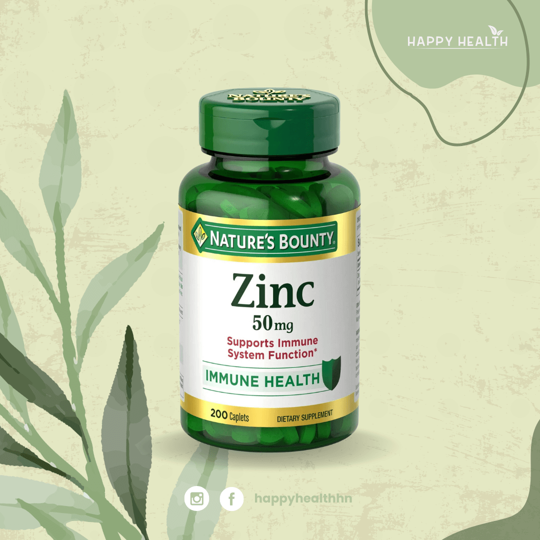 Suplemento de Zinc Nature's Bounty 50 mg – frasco de 200 tabletas
