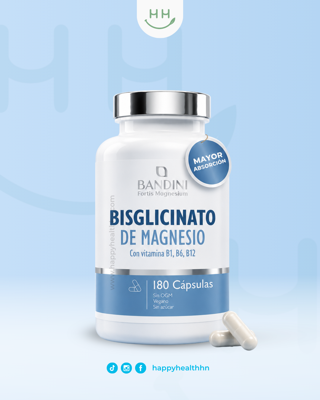 andini Magnesio Bisglicinato 180 cápsulas suplemento sistema nervioso sin efecto laxante