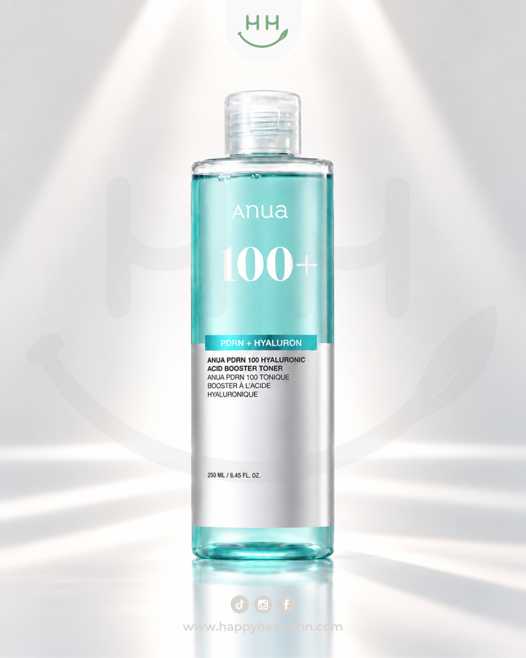 Tónico booster Anua PDRN 100 con ácido hialurónico 250 ml para hidratación profunda y piel elástica