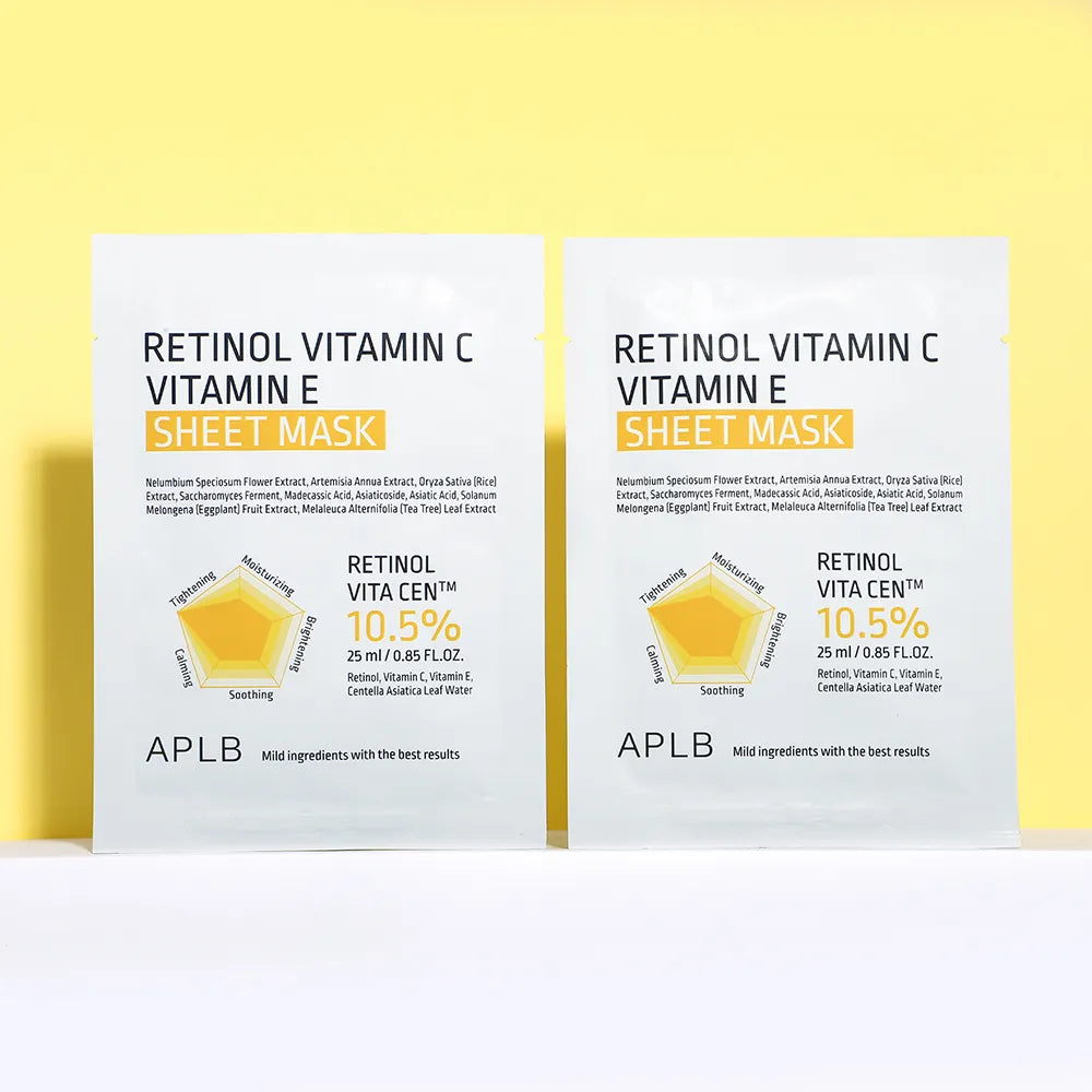 APLB - Mascarilla Triple Vitamina con Retinol + Vitamina C + E Iluminadora (1 unidad)