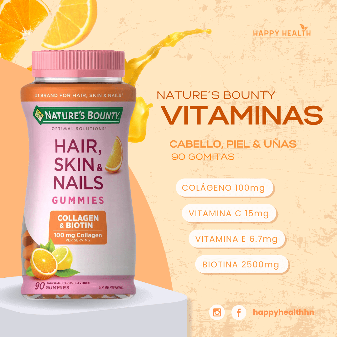 Gomitas sabor cítrico para fortalecer uñas, piel radiante y cabello fuerte – Happy Health